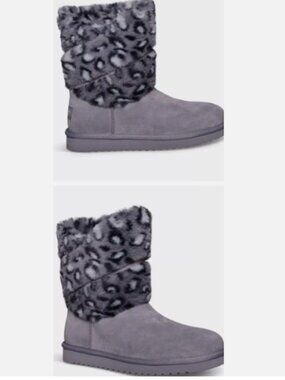 Koolaburra by UGG Suede Short Winter Boots-Dezi Leopard-Pebble-5M-A519568